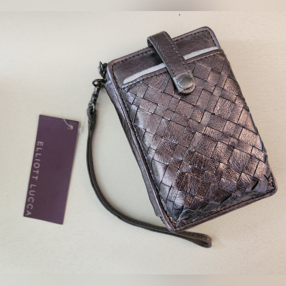 Elliott Lucca Woven Leather Wristlet